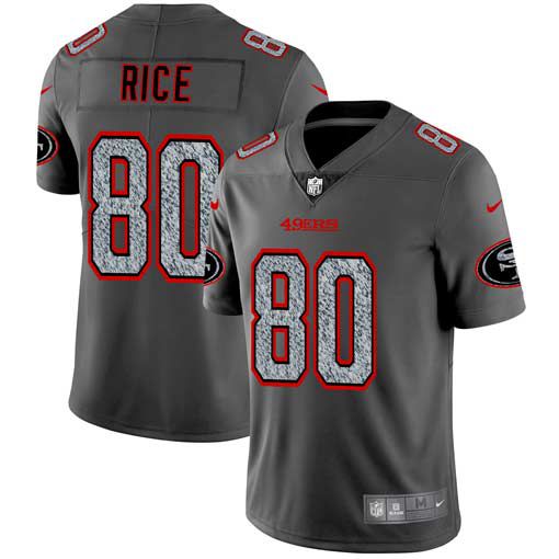 Men San Francisco 49ers #80 Rice Nike Teams Gray Fashion Static Limited NFL Jerseys->carolina panthers->NFL Jersey